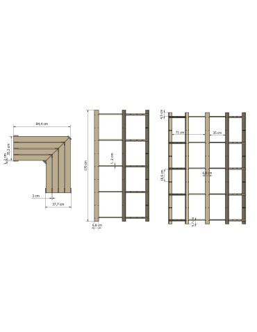Holzregal 5 Böden, 170x80x38 cm, B20R_170X085X85_R0F1, gebeizt in BRAUN - product 2