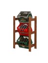 Kistenständer, Holzständer, Holzkastenregal, 3-Ebenen Regal, RSS_107X70X39_3_BRK1, geölt BRAUN