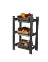 Kistenständer, Holzständer, Holzkastenregal, 3-Ebenen Regal, RSS_107X70X39_3_GRK1, geölt GRAU