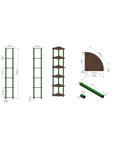 Dedal-6Z_B Eckregal 175x33x33 / 6 Böden /Farbe: SCHWARZ - product 2