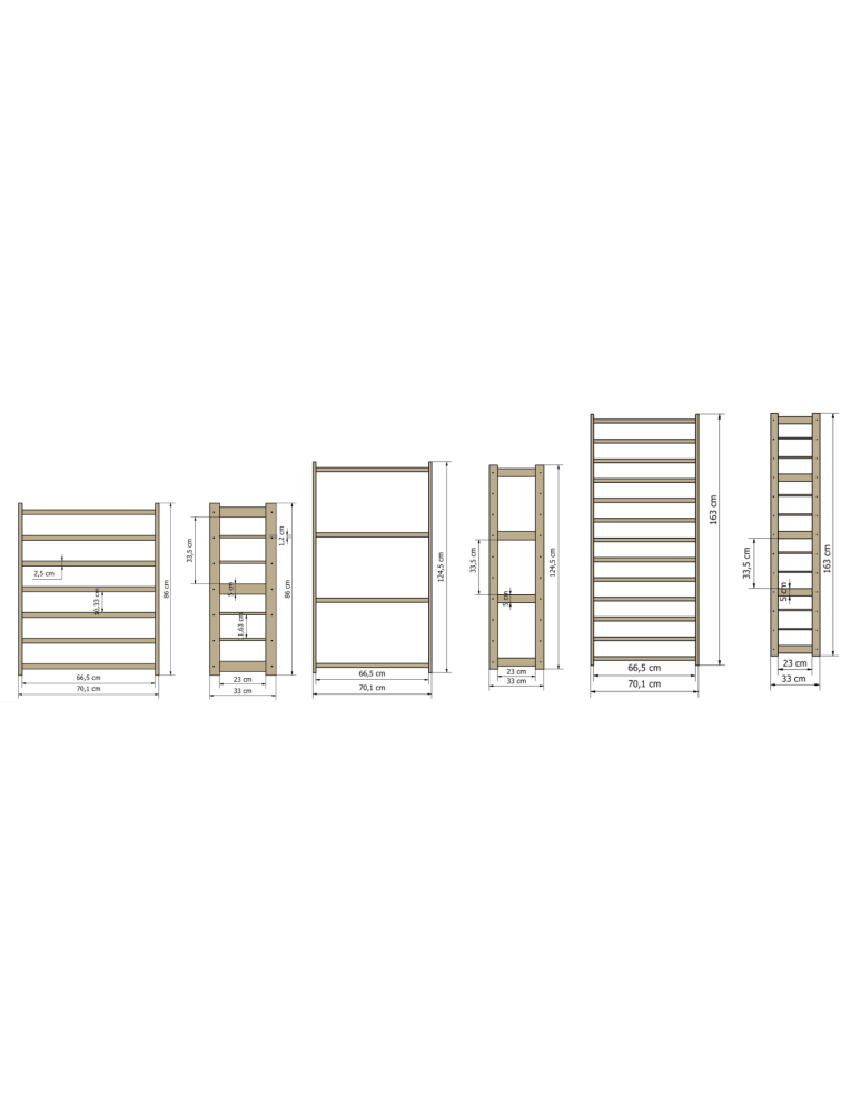 Serie LSR - Holzregal Serie LSR ( 85,8 x70x33 cm) , 6 Böden (P2, W4) / Kiefernholz gebeizt in BRAUN - product new.modo24.de 2