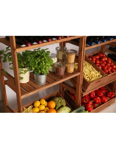 Serie LSR - Holzregal Serie LSR ( 85,8 x70x33 cm) , 6 Böden (P2, W4) / Kiefernholz gebeizt in BRAUN - product 6