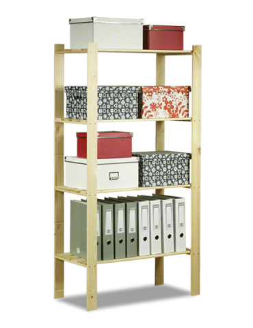 Holzregal 4 Böden 150x80x38 cm, B23R_150X080X38_N0F1, unbehandelt