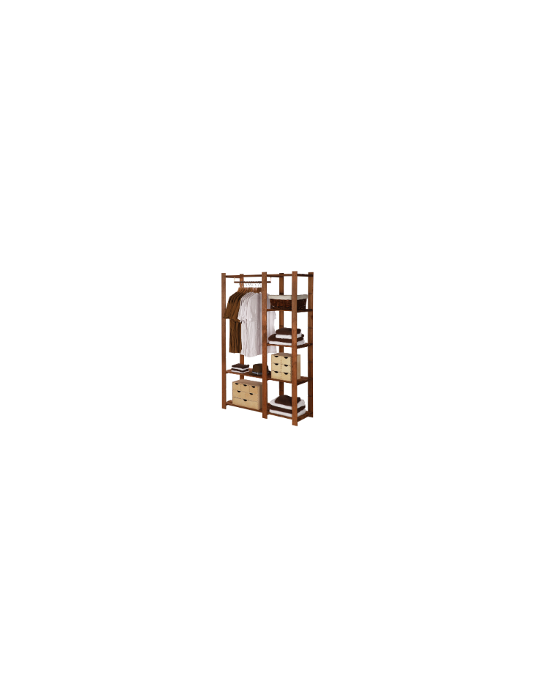 Holzregale - Kleiderschrank Garderobe 5 Böden 170x110x38 cm,  B25R_170X110X38_R0F1, gebeizt in Braun - produkt new.modo24.de 1