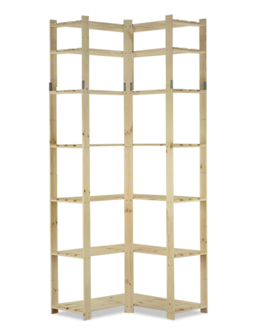 Holzregal 7 Böden 220x85x38 cm, B33R_220X085X38_N0F1, Unbehandelt