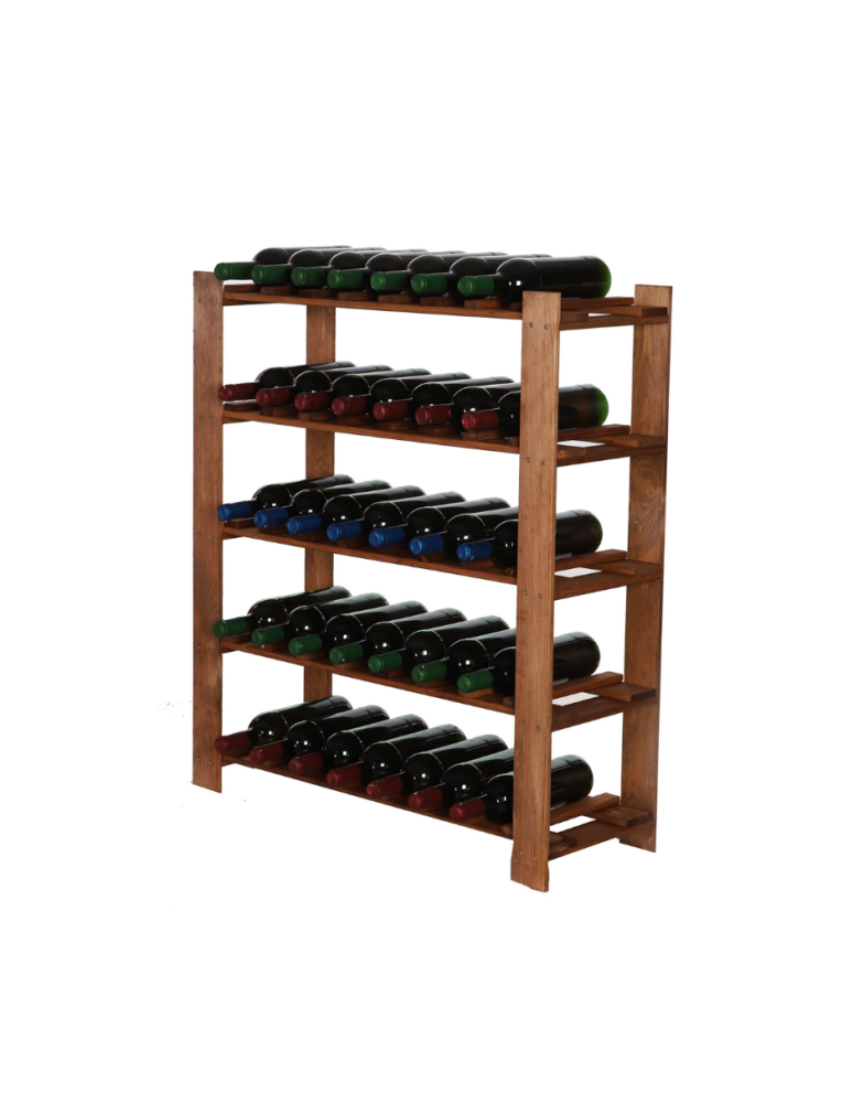 Speisekammer-Regale - Weinregal Serie B Flaschenregal  5 Böden, 90x80x28 cm, B22R_090X080X28_R0F1, gebeizt in Braun - product new.modo24.de 1