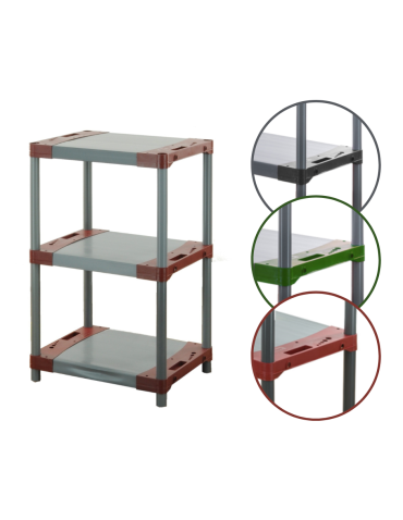 Kellerregale/Garagenregale - Plastikregal Kunststoffregal Steckregal  JUPITER-3_060_CZER (98x60x46), 3 Böden, ROT - product 4