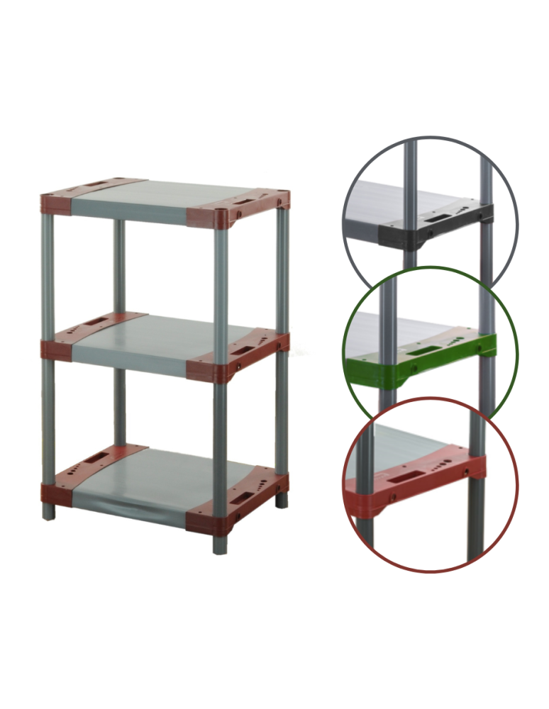 Kellerregale/Garagenregale - Plastikregal Kunststoffregal Steckregal  JUPITER-3_060_CZER (98x60x46), 3 Böden, ROT - product new.modo24.de 4