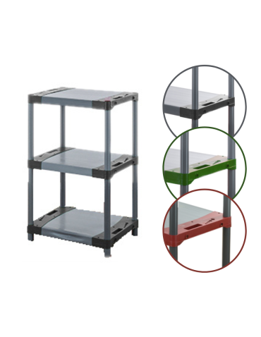Kellerregale/Garagenregale - Plastikregal Kunststoffregal Steckregal  JUPITER-3_070_SZAR (98x70x46), 3 Böden, GRAU - product 7