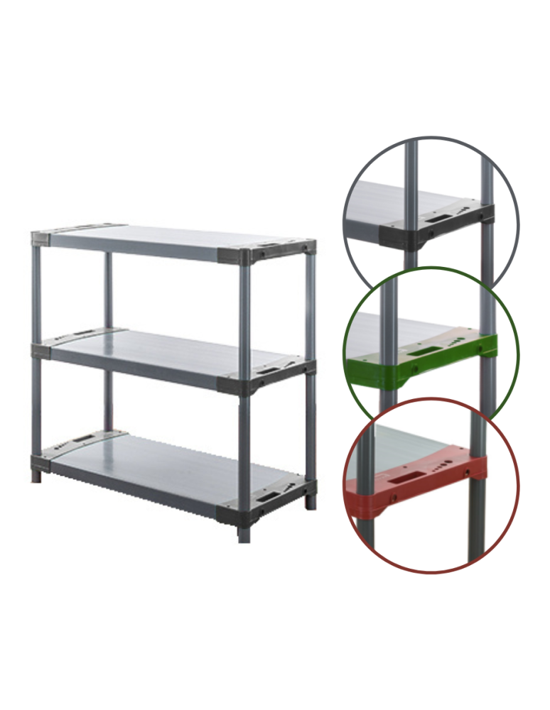 Kellerregale/Garagenregale - Plastikregal Kunststoffregal Steckregal  JUPITER-3_100_SZAR (98x100x46), 3 Böden, GRAU - product new.modo24.de 2