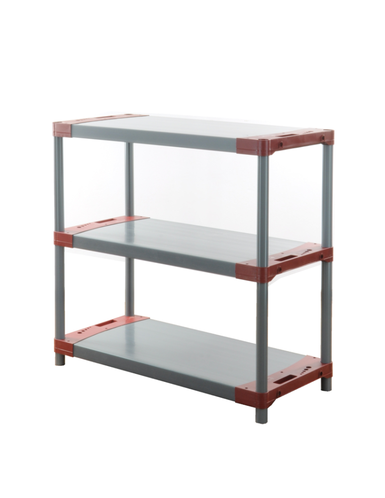 Kellerregale/Garagenregale - Plastikregal Kunststoffregal Steckregal  JUPITER-3_100_CZER (98x100x46), 3 Böden, ROT - product new.modo24.de 1