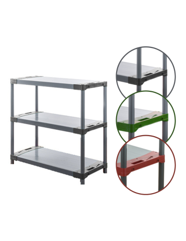 Plastikregal Kunststoffregal Steckregal  JUPITER-3_140_SZAR (98x140x46), 3 Böden, GRAU - product 2