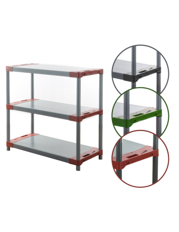 Plastikregal Kunststoffregal Steckregal TYTAN-3_140_CZER (98x140x46), 3 Böden, ROT - produkt 2