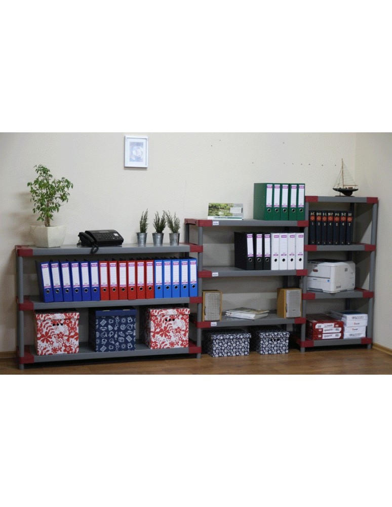 Kellerregale/Garagenregale - Plastikregal Kunststoffregal Steckregal TYTAN-3_150_CZER (98x150x46), 3 Böden, ROT - product new.modo24.de 8