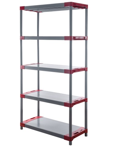 Plastikregal Kunststoffregal Steckregal  Jupiter-5-80 (180x80x46), 5 Böden, ROT