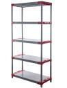 Plastikregal Kunststoffregal Steckregal  Jupiter-5-90 (180x90x46), 5 Böden, ROT