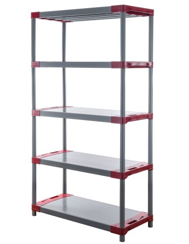 Plastikregal Kunststoffregal Steckregal  Jupiter-5-100 (180x100x46), 5 Böden, ROT