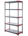 Plastikregal Kunststoffregal Steckregal  Jupiter-5-100 (180x100x46), 5 Böden, ROT