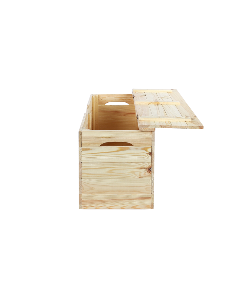 Truhe / Holztruhe - Holztruhe  Truhenbank Sitzbank  Spielzeugkiste - KUD, Size S (34x75x33 cm)/ unbehandelt - product new.modo24.de 2
