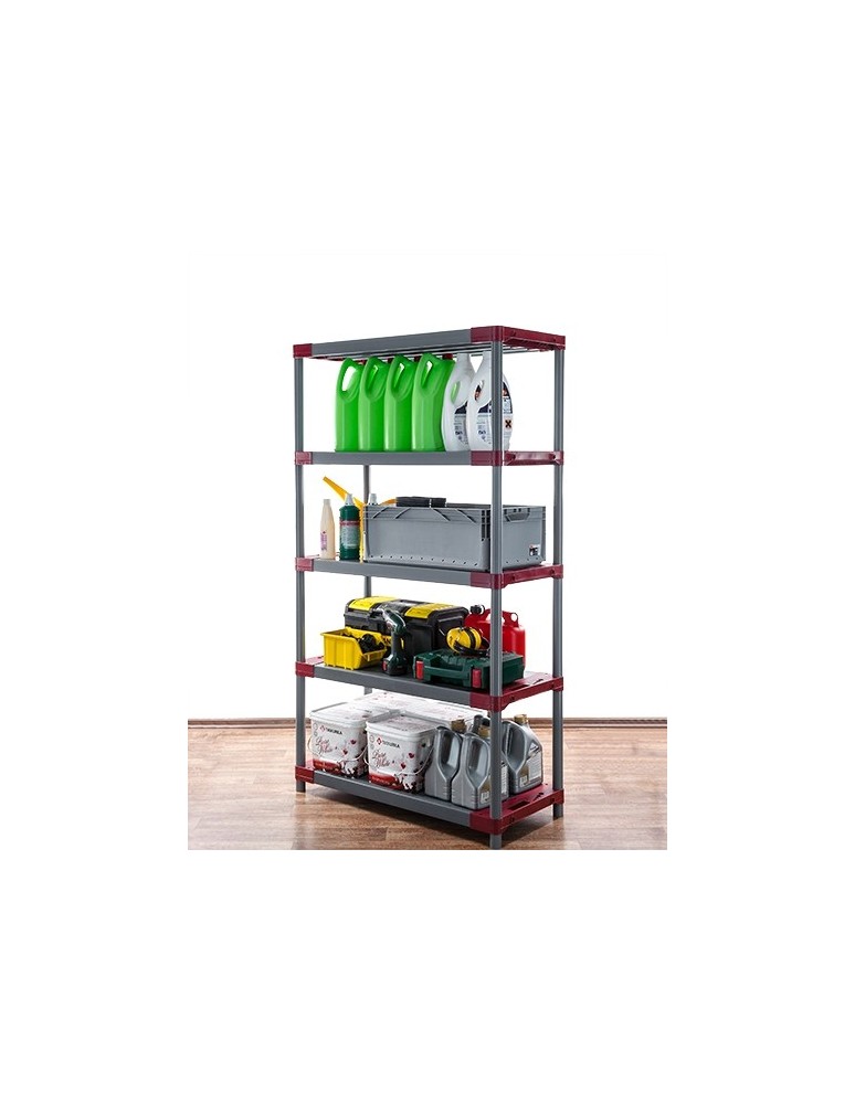 Kellerregale/Garagenregale - Plastikregal Kunststoffregal Steckregal  Jupiter-5-110 (180x110x46), 5 Böden, ROT - product new.modo24.de 2