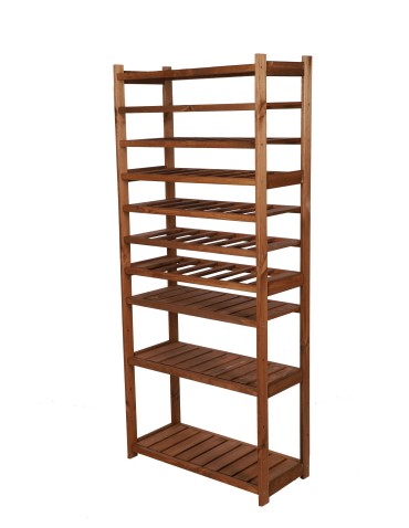Holzregal Serie LSR ( 162,6 x70x33 cm) ,10 Böden (P4, W6, K0) /Kiefernholz gebeizt in BRAUN