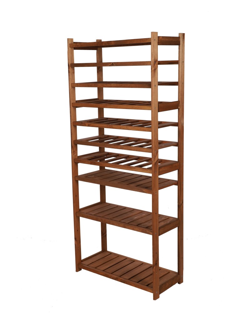 Serie LSR - Holzregal Serie LSR ( 162,6 x70x33 cm) ,10 Böden (P4, W6, K0) /Kiefernholz gebeizt in BRAUN - product new.modo24.de 1