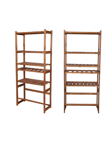 Holzregal Serie LSR ( 162,6 x70x33 cm) ,6 Böden (P4, W1, K1) /Kiefernholz gebeizt in BRAUN