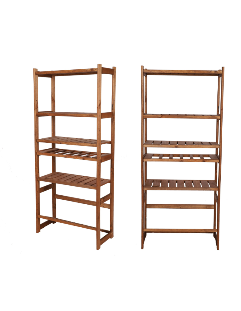 Serie LSR - Holzregal Serie LSR ( 162,6 x70x33 cm) ,6 Böden (P4, W1, K1) /Kiefernholz gebeizt in BRAUN - product new.modo24.de 1