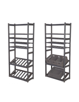 Holzregal Serie LSR ( 162,6 x70x33 cm) , 7 Böden (P2, W3, K2) /Kiefernholz gebeizt in GRAU