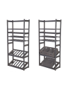 Holzregal Serie LSR ( 162,6 x70x33 cm) , 7 Böden (P2, W3, K2) /Kiefernholz gebeizt in GRAU