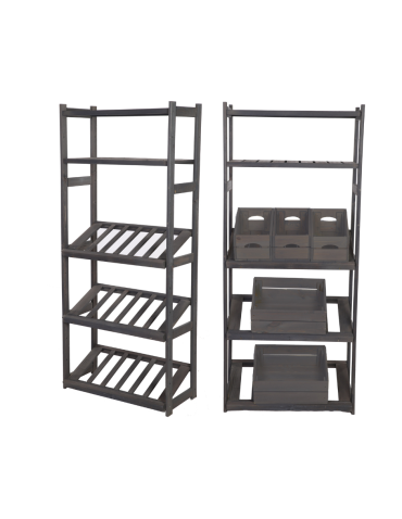 Serie LSR - Holzregal Serie LSR ( 162,6 x70x33 cm) , 5 Böden (P2, W0, K3) /Kiefernholz gebeizt in GRAU - product 2