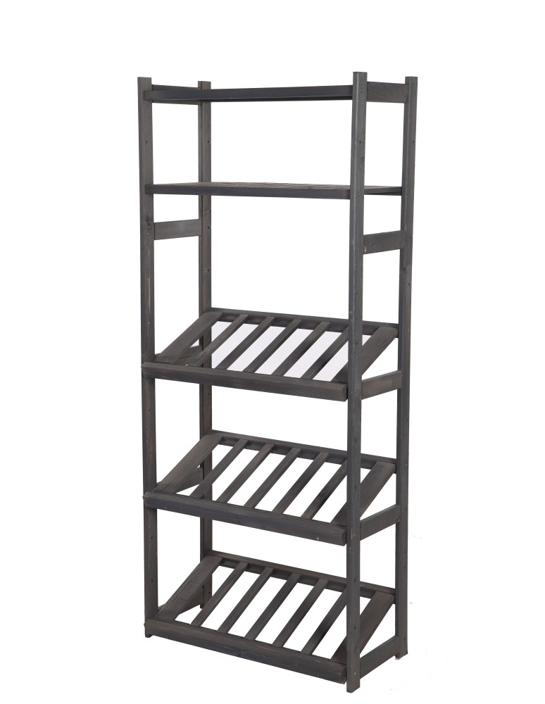 Serie LSR - Holzregal Serie LSR ( 162,6 x70x33 cm) , 5 Böden (P2, W0, K3) /Kiefernholz gebeizt in GRAU - product new.modo24.de 1