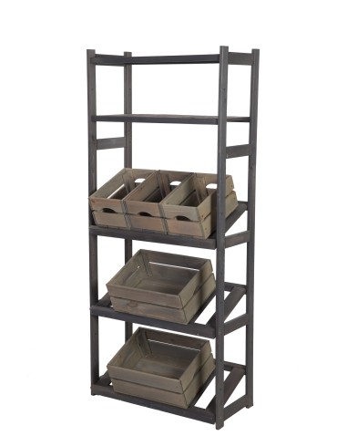 Serie LSR - Holzregal Serie LSR ( 162,6 x70x33 cm) , 5 Böden (P2, W0, K3) /Kiefernholz gebeizt in GRAU - product 4