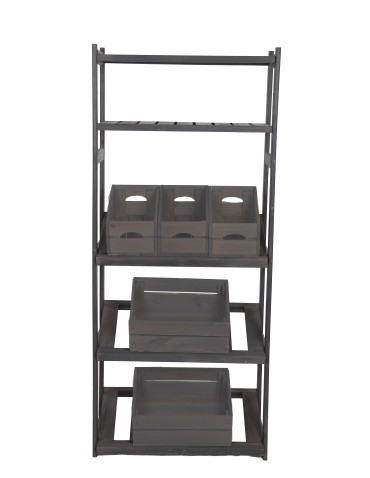 Serie LSR - Holzregal Serie LSR ( 162,6 x70x33 cm) , 5 Böden (P2, W0, K3) /Kiefernholz gebeizt in GRAU - product 6