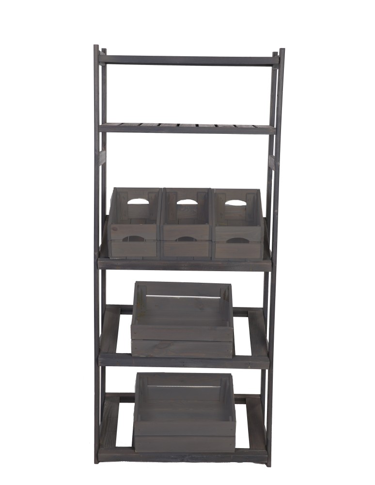 Serie LSR - Holzregal Serie LSR ( 162,6 x70x33 cm) , 5 Böden (P2, W0, K3) /Kiefernholz gebeizt in GRAU - product new.modo24.de 6