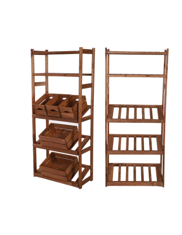 Holzregal Serie LSR ( 162,6 x70x33 cm) , 5 Böden (P2, W0, K3) /Kiefernholz gebeizt in BRAUN