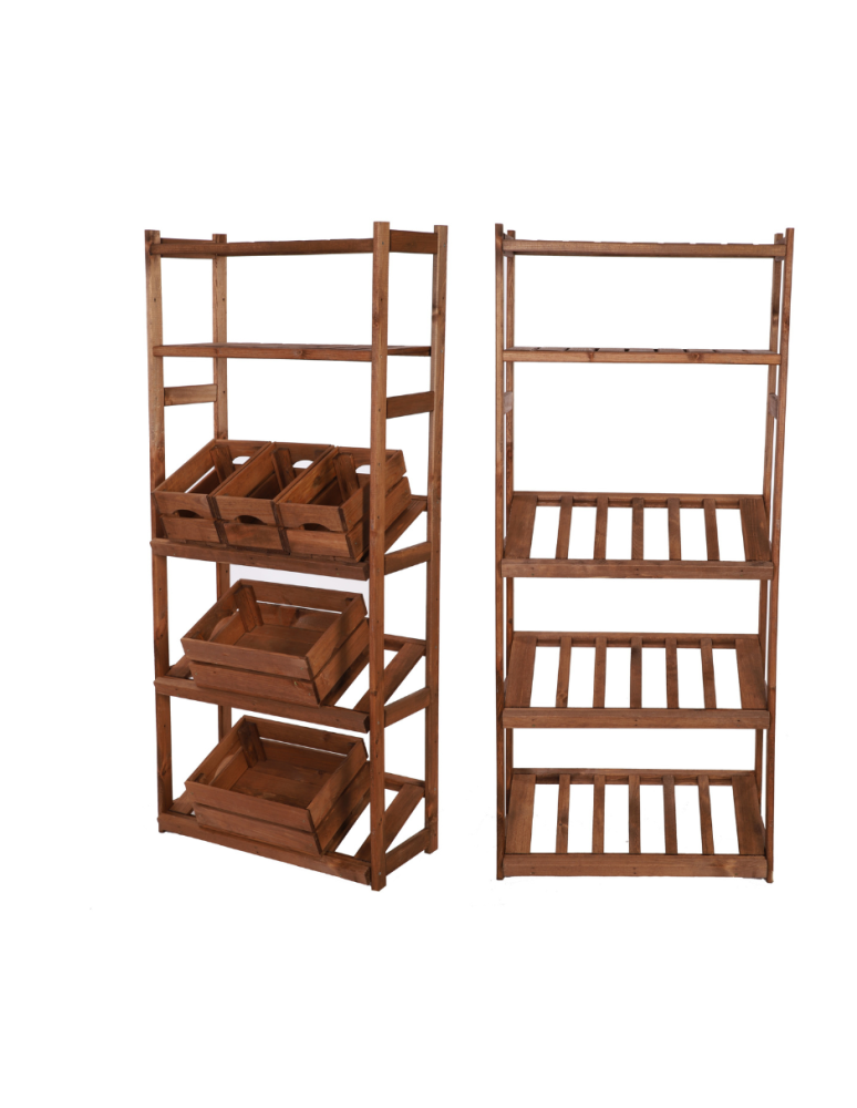 Serie LSR - Holzregal Serie LSR ( 162,6 x70x33 cm) , 5 Böden (P2, W0, K3) /Kiefernholz gebeizt in BRAUN - product new.modo24.de 1