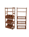 Holzregal Serie LSR ( 162,6 x70x33 cm) , 5 Böden (P2, W0, K3) /Kiefernholz gebeizt in BRAUN
