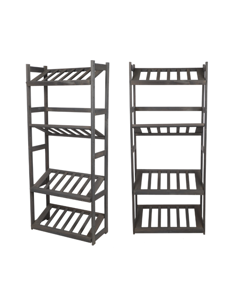 Serie LSR - Holzregal Serie LSR ( 162,6 x70x33 cm) , 4 Böden (P0, W0, K4) /Kiefernholz gebeizt in GRAU - product new.modo24.de 1