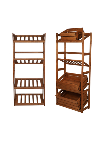 Holzregal Serie LSR ( 162,6 x70x33 cm) , 4 Böden (P0, W0, K4) /Kiefernholz gebeizt in BRAUN