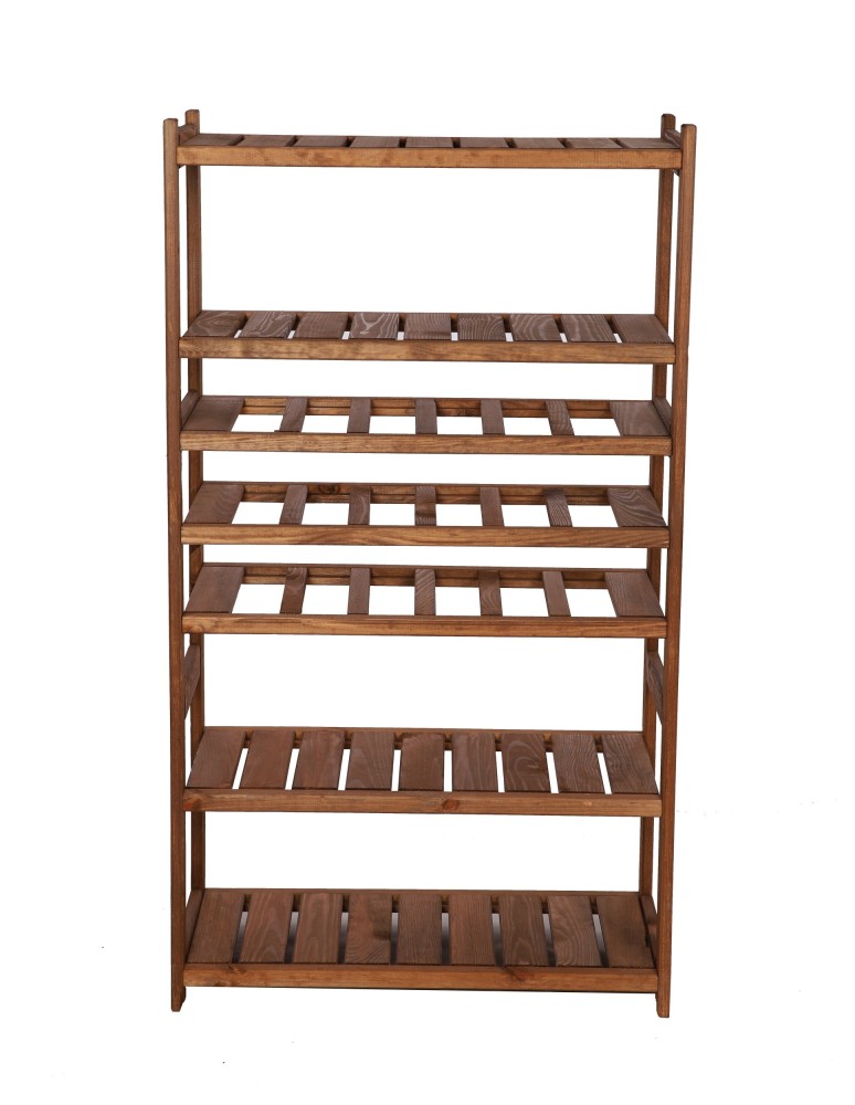 Serie LSR - Holzregal Serie LSR ( 124,2 x70x33 cm) , 7 Böden (P4, W3, K0) /Kiefernholz gebeizt in BRAUN - produkt new.modo24.de 3