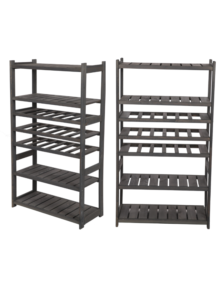 Serie LSR - Holzregal Serie LSR ( 124,2 x70x33 cm) , 7 Böden (P4, W3, K0) /Kiefernholz gebeizt in GRAU - product new.modo24.de 1