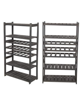 Holzregal Serie LSR ( 124,2 x70x33 cm) , 7 Böden (P4, W3, K0) /Kiefernholz gebeizt in GRAU