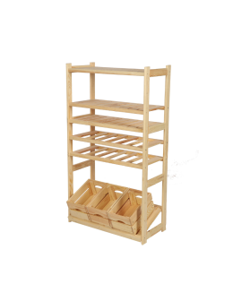 Holzregal Serie LSR ( 124,2 x70x33 cm) , 6 Böden (P3, W2, K1) /Kiefernholz UNBEHANDELT