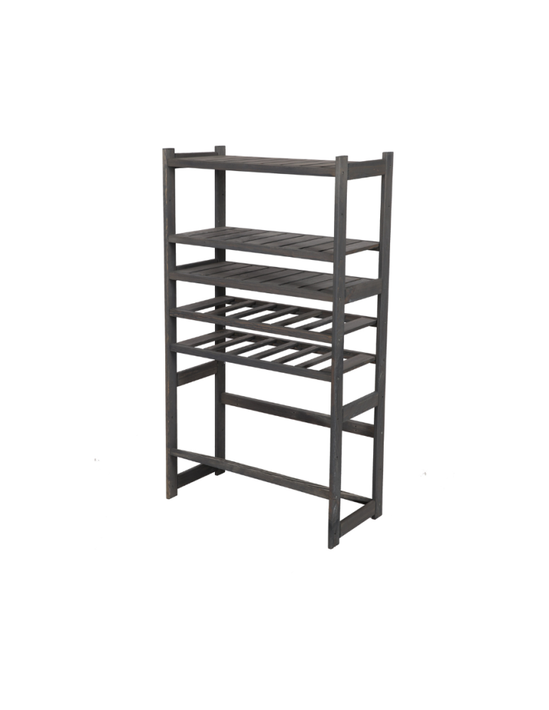 Serie LSR - Holzregal Serie LSR ( 124,2 x70x33 cm) , 6 Böden (P3, W2, K1) /Kiefernholz gebeizt in GRAU - product new.modo24.de 1