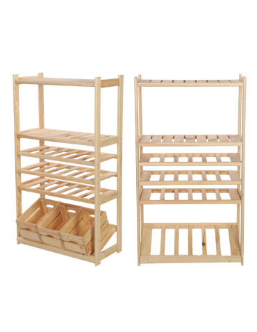 Holzregal Serie LSR ( 124,2 x70x33 cm) , 6 Böden (P2, W3, K1) /Kiefernholz UNBEHANDELT