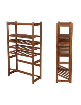 Holzregal Serie LSR ( 124,2 x70x33 cm) , 6 Böden (P2, W3, K1) /Kiefernholz gebeizt in BRAUN