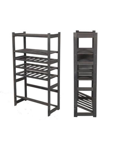 Holzregal Serie LSR ( 124,2 x70x33 cm) , 6 Böden (P2, W3, K1) /Kiefernholz gebeizt in GRAU