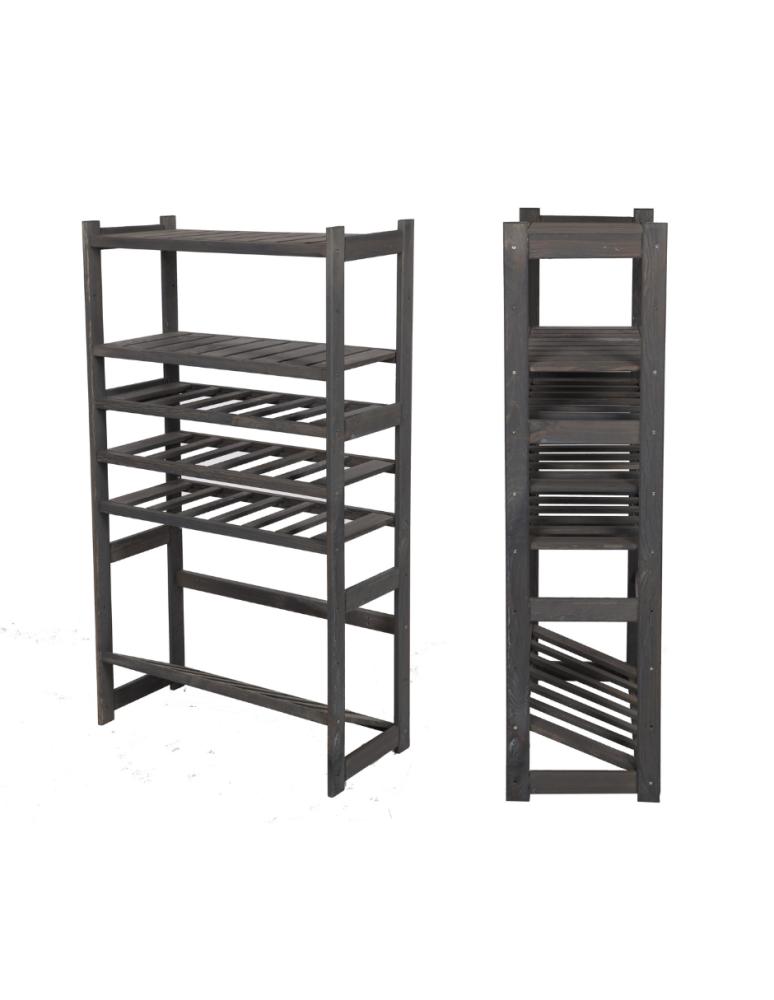 Serie LSR - Holzregal Serie LSR ( 124,2 x70x33 cm) , 6 Böden (P2, W3, K1) /Kiefernholz gebeizt in GRAU - product new.modo24.de 1