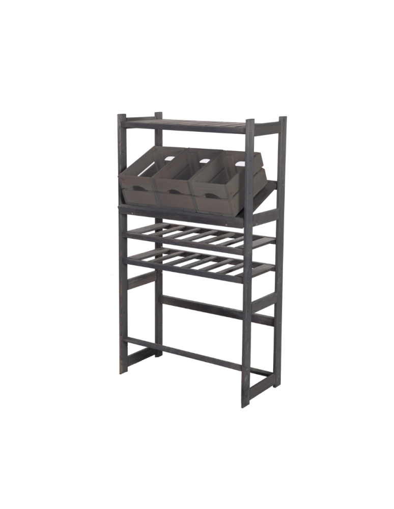 Serie LSR - Holzregal Serie LSR ( 124,2 x70x33 cm) , 5 Böden (P1, W2, K2) /Kiefernholz gebeizt in GRAU - product new.modo24.de 1